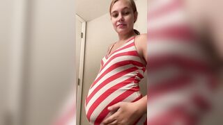 Pregnant Red Head Strokes her Belly!