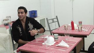 3 Vulgar Men Fucking 2 Hottie Girls Into Coffeshop