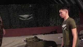 Mateo Roger pranking cadet Frank Bauer turns into hazing fuck