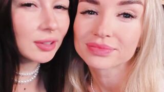 Lesbian Lovers Share Dildo In Steamy Double Oral