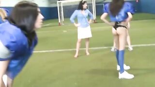 Frat girl dominates young lesbian chicks into hot foursome