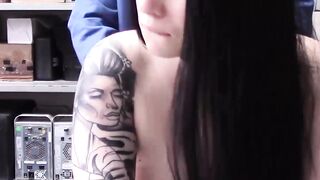 Chubby goth babe shoplifts before banging buff shop guard