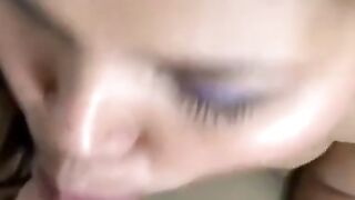 Busty Asian woman awaits cum in mouth after sucking dick