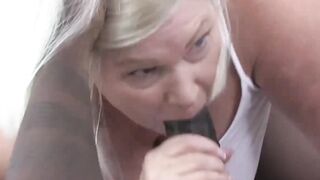 Busty GILF Lacey Starr cum sprayed after interracial fuck