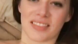 Nice naked teen with big boobs bangs in her cute butt on bed