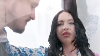 Cutie Naomi Ryder offers warm pussy to pay her rent with lustful landlord Robby Apple