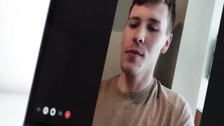 Damian Rose kneels down and worships Jax Thirio massive cock