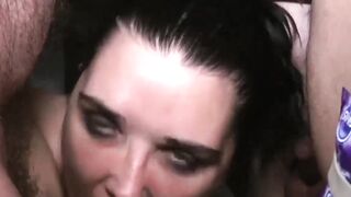 Young babes Pixiee Little and Violet fucked in bukkake orgy