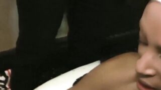 Babes giving blowjobs and getting railed in an intense orgy