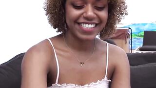 Teen ebony babe Milu Blaze banged POV after sloppy blowjob