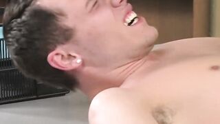 Bubble butt teen Ethan Storm rides thick throbbing cock hard