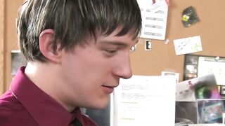 Horny blonde twink Atlanta Grey gives passionate blowjob