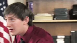 Horny blonde twink Atlanta Grey gives passionate blowjob