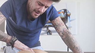 Fit Euro MILF sucks and fucks her tattooed masseur