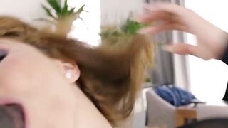 Horny teen deepthroats hard BBC POV before interracial fuck