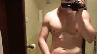 Blond jock masturbates while recording himself with camera