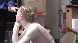 Slim young babe sucking and banging the cop after stealing