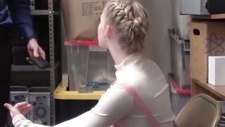 Slim young babe sucking and banging the cop after stealing