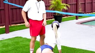 Volleyball hottie craves for trainers dick