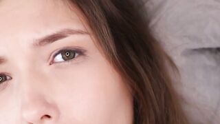 Barely legal brunette moans while masturbating