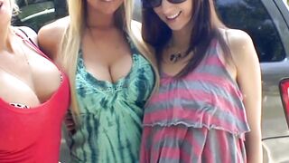 Two lucky random guys get to fuck three gorgeous pornstars