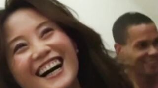 Classic Asian cutie stretched vigorously with two big dicks