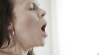 Adorable babe gives blowjob and fucks nasty in kitchen