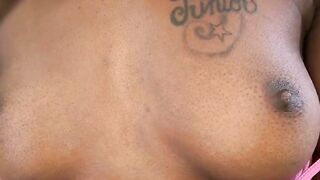 Cute tantalizing amateur black babe bangs white guy on couch
