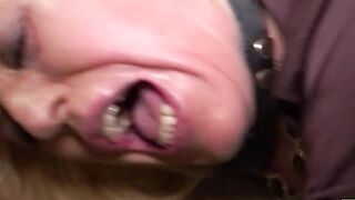 Assfucked subslut gets spanked and gagged before tasting cum