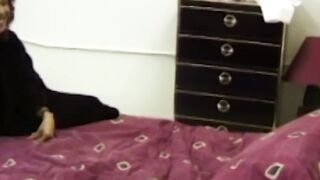 Retro mommy gives passionate blowjob before riding rough