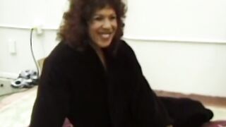 Retro mommy gives passionate blowjob before riding rough