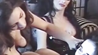 Submissive lesbian gagged and spanked by domina