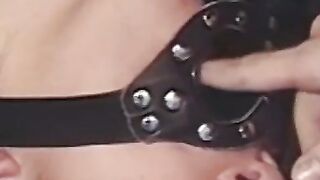 Submissive lesbian gagged and spanked by domina