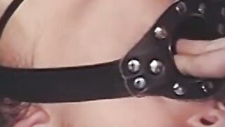 Submissive lesbian gagged and spanked by domina