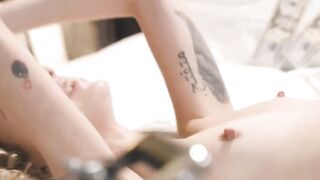 Lesbian babe Haley Reed pounded by horny tranny Natalie Mars