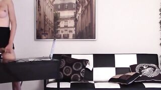 Juicy tits tbabe Venus Lux jerking off during office break
