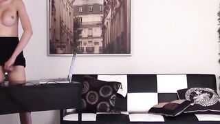 Juicy tits tbabe Venus Lux jerking off during office break