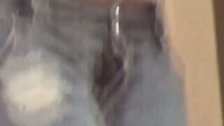 Bondage Japanese babe cant hold it and piss down her legs