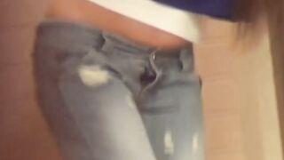 Bondage Japanese babe cant hold it and piss down her legs