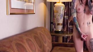 Young TS pornstar Chelsea Marie strips and rides big dildo