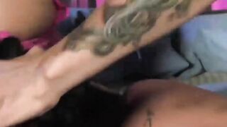 Two sexy horny trannies share one sluts wet and tight pussy
