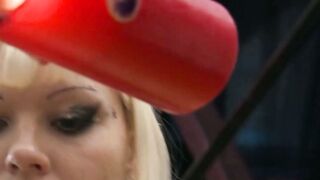 Submissive minx gets her pussy tormented and strapon banged