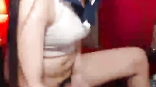 Solo Asian shemale schoolgirl BitchSweetHeart wanks off her cock on live webcam show