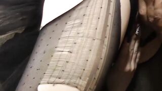 Blonde teen with glasses sucks dick in POV before doggystyle