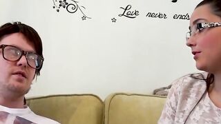 Naughty Pixxie Little gives a hot blowjob to nerdy friend