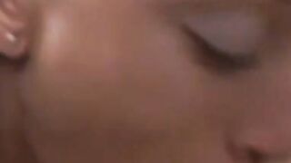 Interracial POV blowjob and facial with pretty Ebony chick