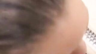 Interracial POV blowjob and facial with pretty Ebony chick
