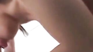 Interracial POV blowjob and facial with pretty Ebony chick