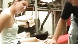 Deep and hard slamming with blonde girl and big cocked dude