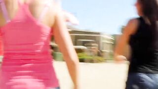 Three stunning porn stars suck and fuck lucky dudes